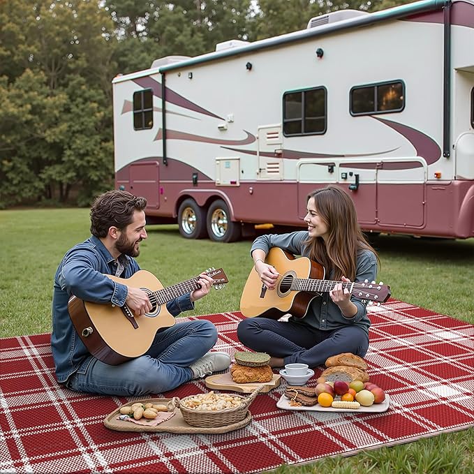 GENIMO Waterproof Outdoor Rug for Patio Clearance, Lightweight RV Camping Mat - Image 3