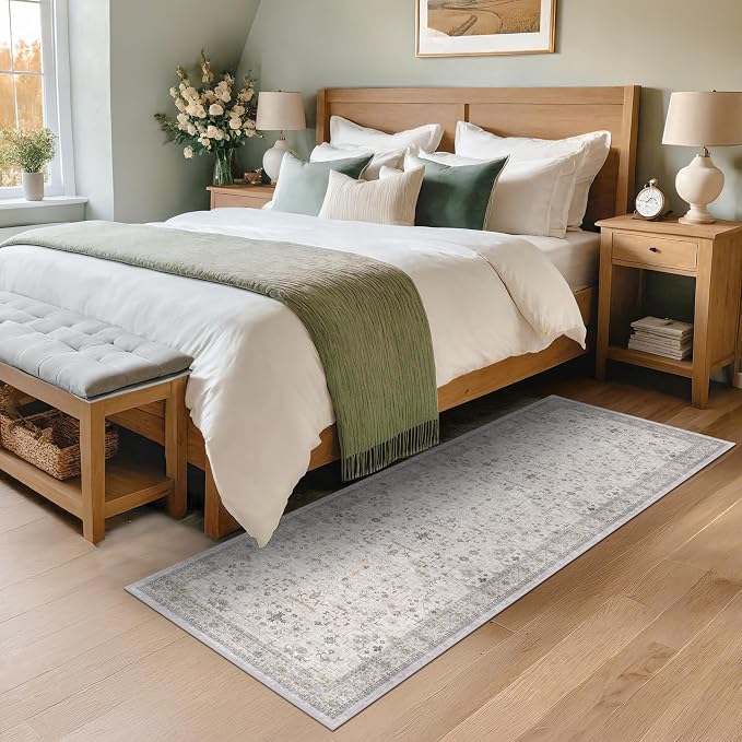 Light Grey 2x6 Boho Bathroom Runner Rug - Image 6