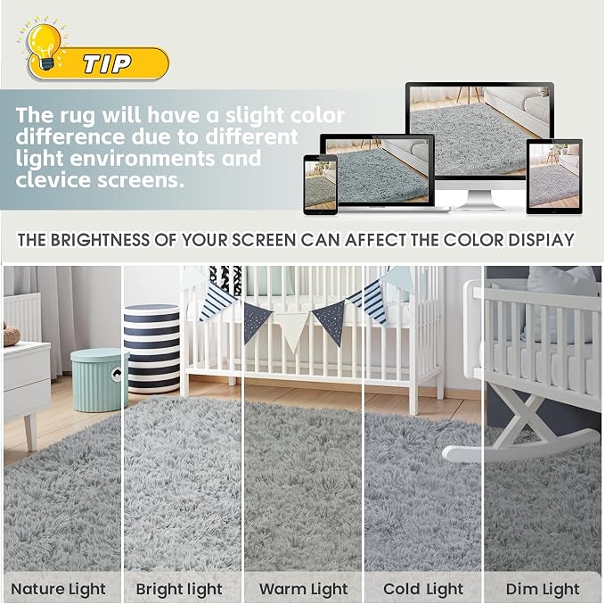 6x9 Area Rug for Living Room, Ultra Soft Fluffy Shag Rugs for Bedroom, Non-Slip - Image 7