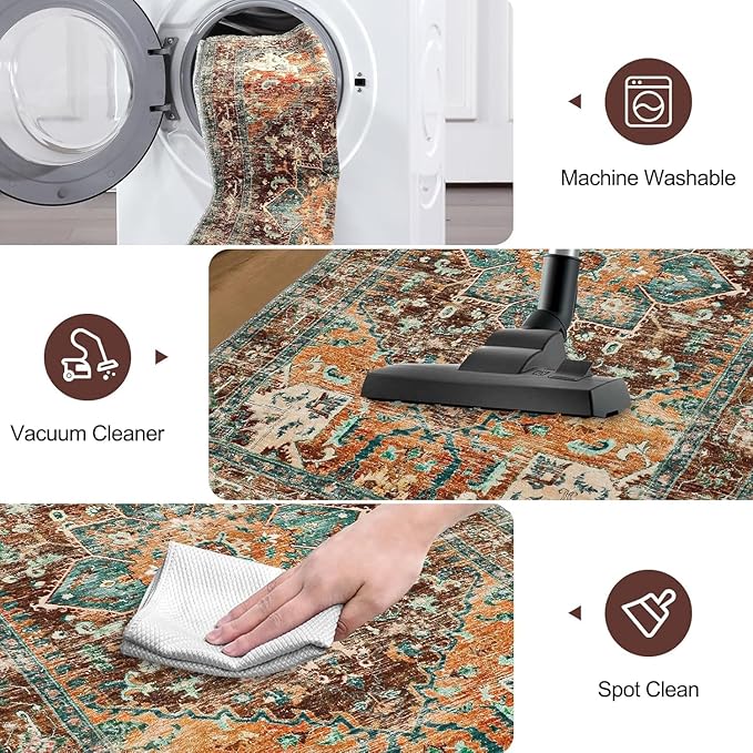 Yamaziot 6FT Round Washable Area Rug, Non-Slip Boho Circle Rugs - Image 4