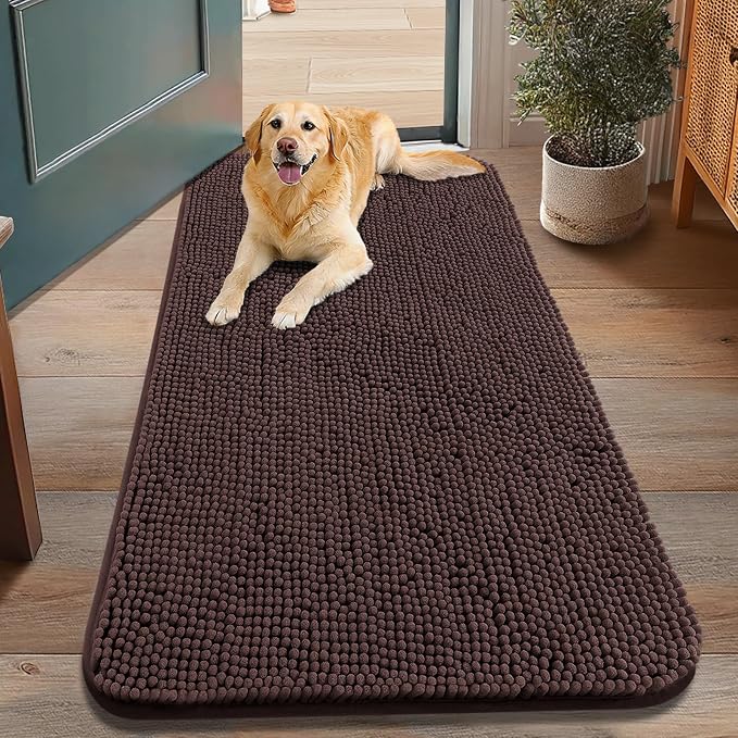Smiry Dog Door Mat for Muddy Paws 48x30, Absorbent Dirt Trapper, Non-Slip by Smiry