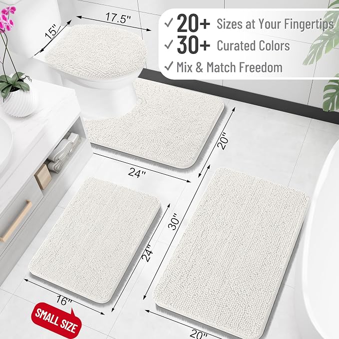 OLANLY Toilet Rugs U-Shaped 20x20, Extra Soft Absorbent Chenille Contour - Image 2