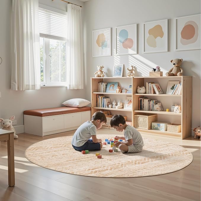 Miukiki Round Rugs 8ft Washable Moroccan Circle Rug - Image 7