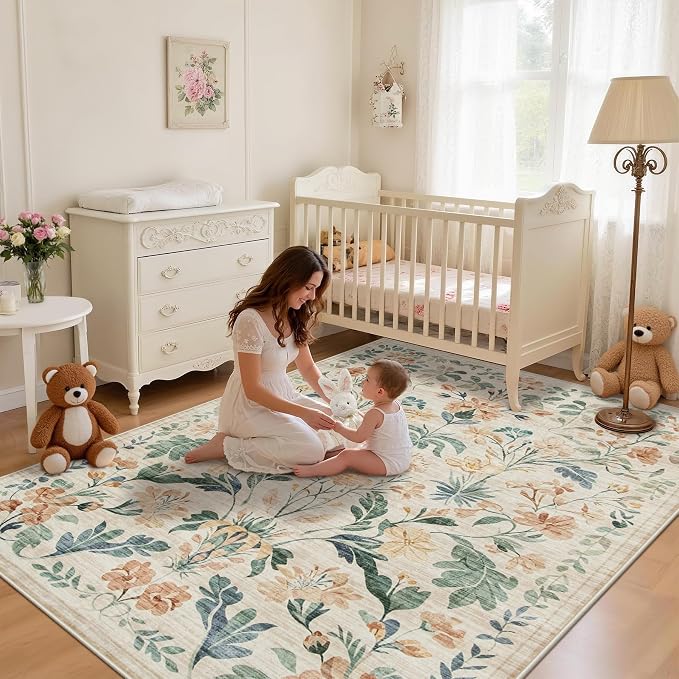 5x7 Area Rugs Washable Rug: Boho Living Room Rug Soft Non-Slip Low Pile Carpet - Image 3
