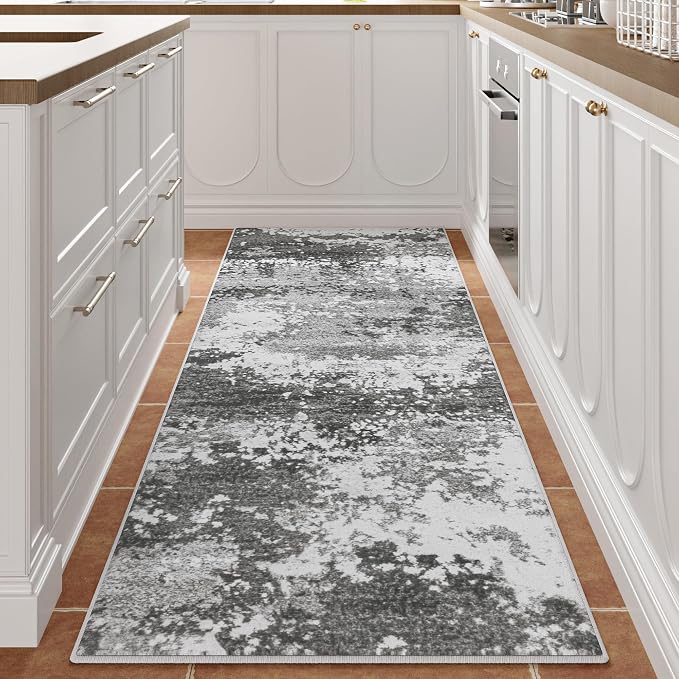 Rug Runners for Hallways Kitchen 2.6x8 Non Slip Washable Grey Entryway Runner - Image 2