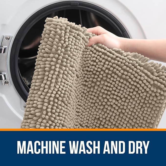 OLANLY Bathroom Rugs 30x20, Extra Soft Absorbent Chenille Bath Rugs, Rubber - Image 5