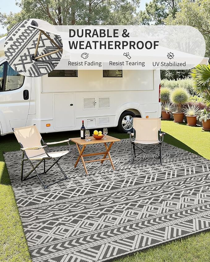 MontVoo-Outdoor Rug Waterproof 6x9 ft Outdoor Carpet Patio Rug Mat Reversible - Image 4