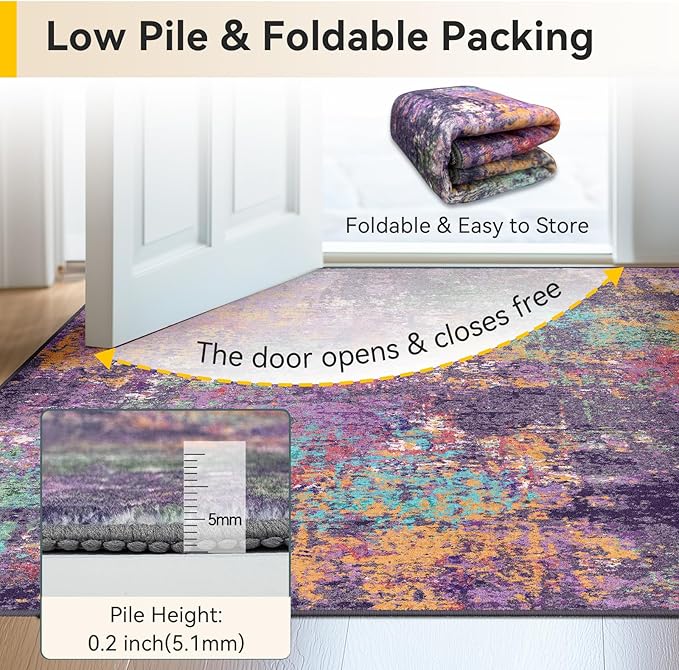 RELEANY Washable Area Rugs 4ft Non-Slip Modern Abstract Soft - Image 4