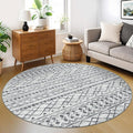 KUTA Boho Round Area Rugs 6Ft Grey Moroccan Circle Washable Rug Non-Slip by KUTA