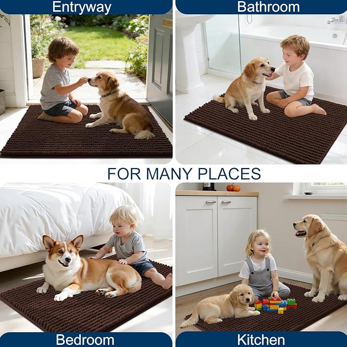 OLANLY Dog Door Mat for Muddy Paws 44x32, Ultra Absorbent Chenille Mud Doormat - Image 8