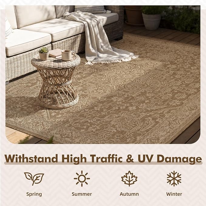 MontVoo-Outdoor Rug-Patio Rug 5x7 ft Polypropylene Indoor Outdoor Rugs Carpet - Image 4