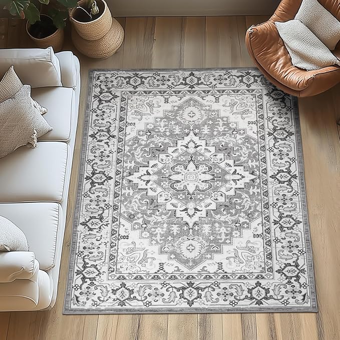 Lessymo 4 x 6 Area Rugs for Living Room- Machine Washable Area Rugs Boho Faux - Image 8