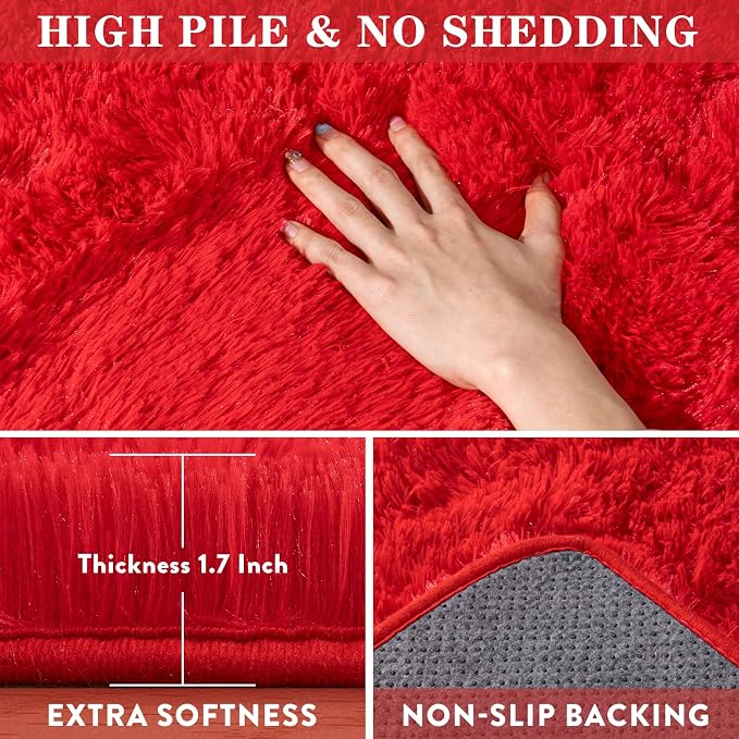 Large Shag Rugs 6 x 9, Soft Fuzzy Plush Carpet - Image 2