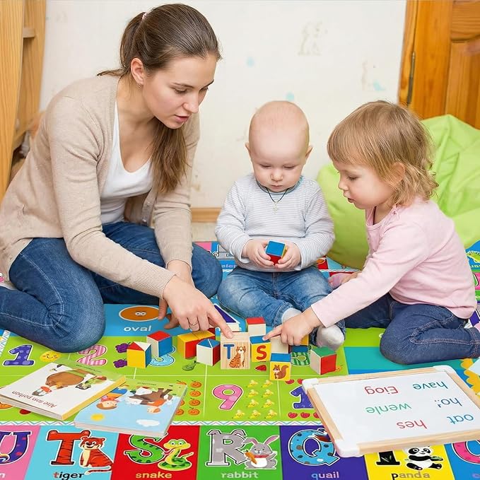ABC Kids Rug, 78.7" x 59" Alphabet Floor Rug | Roomy alphabet layout, colorful - Image 3