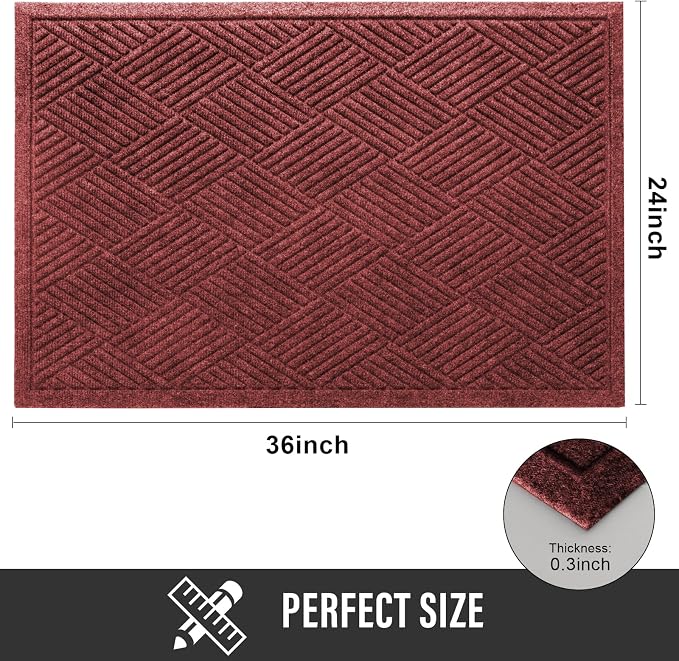 HIYARD Sturdy Front Door Mat, Absorbent Muddy Dirt Resist Welcome Door Mats - Image 2