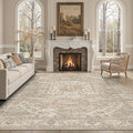 DCX Machine Washable Brown and Beige Area Rug 8x10, Non Slip Stain Resistant by DCXWashableRug