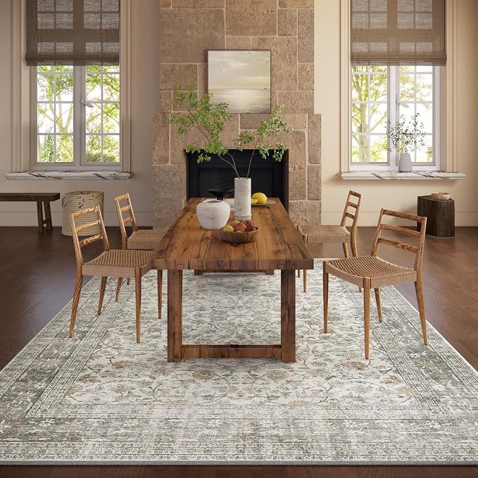 Machine Washable Rugs for Living Room: 6x9 Area Rugs for Bedroom Vintage Stain - Image 5