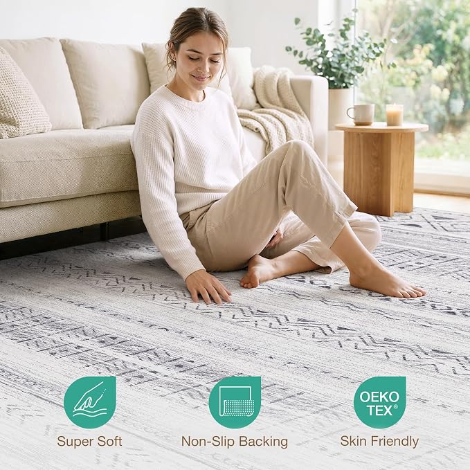 cotiled 5x7 Area Rugs Living Room Rug: Washable Boho Rugs - Image 4