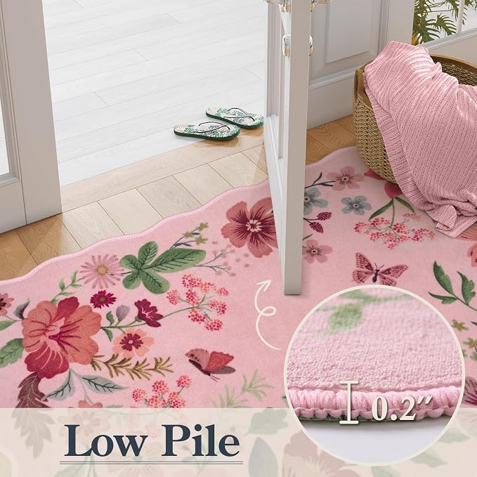 Lahome Floral Kitchen Runner, 2X6 Washable Runner Rug Non-Slip, Ultra-Thin Soft - Image 5