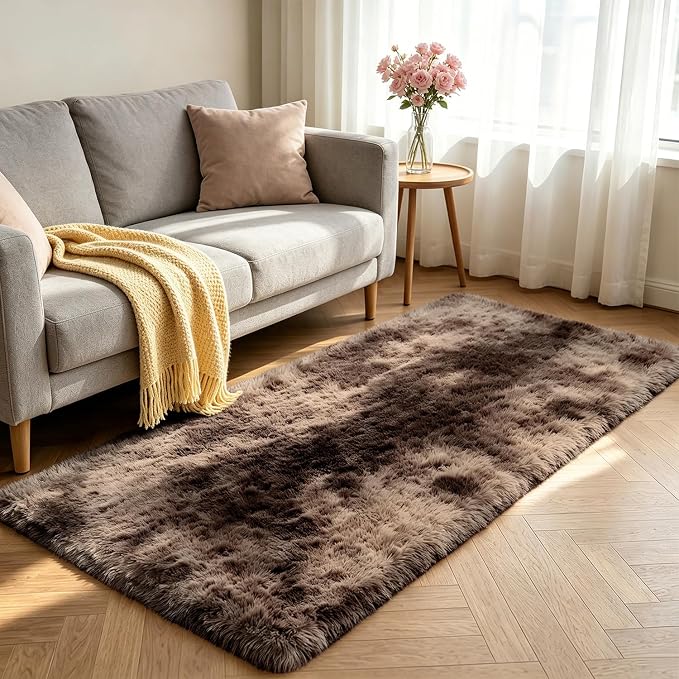 Shag Runner Rug for Bedroom Living Room 2x6 Upgrade Non-Slip Fluffy Soft - Image 2