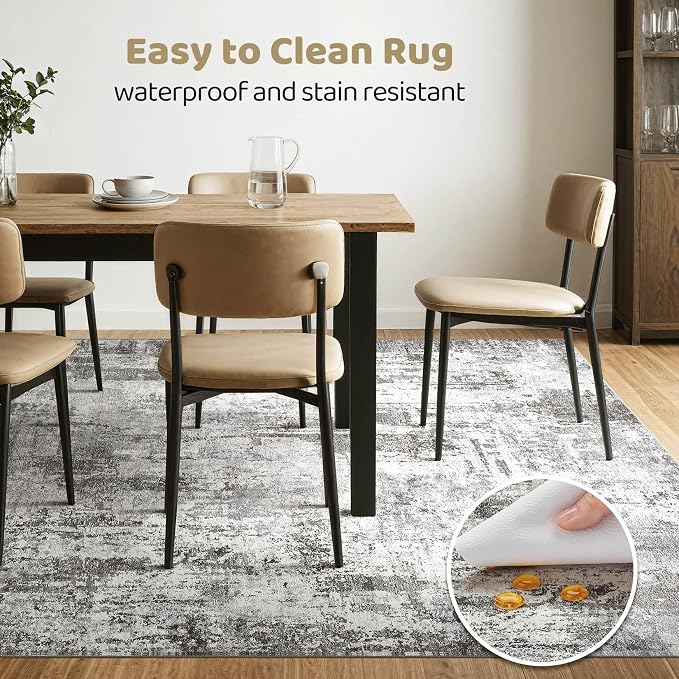 10x12 Area Rug Living Room: Washable Large Abstract Neutral Modern Soft Gray - Image 6