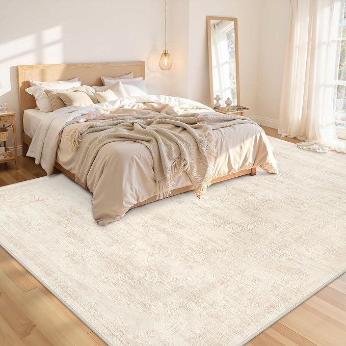 10x14 Area Rug for Living Room: Vintage Boho Neutral Washable Rug Indoor Soft - Image 2