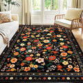 5x7 Area Rugs for Living Room Vacuum-Friendly Machine Washable Area Rug Flower by meejou