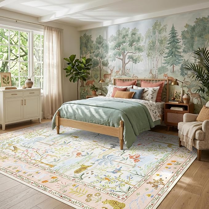 4x6 Whimsical Safari Nursery Area Rug Washable Non Slip Small Living Room Rugs - Image 3