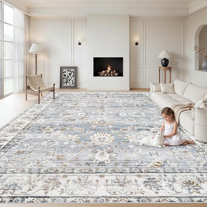 XLUEZ Area Rug 9x12 Living Room Rug, Machine Washable Vintage Distressed Boho by XLUEZ