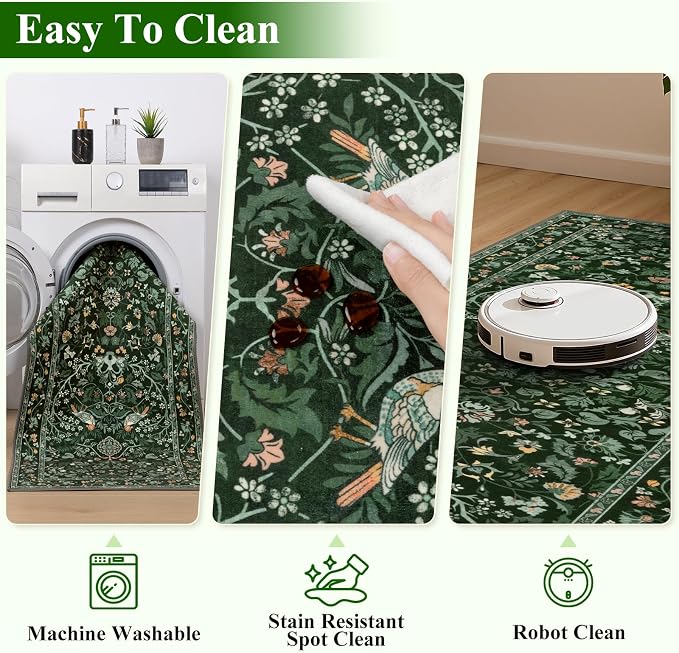 HEBE Washable Hallway Runner Rug 2'x 6' Non Slip Kitchen Rugs Runner, Low Pile - Image 4