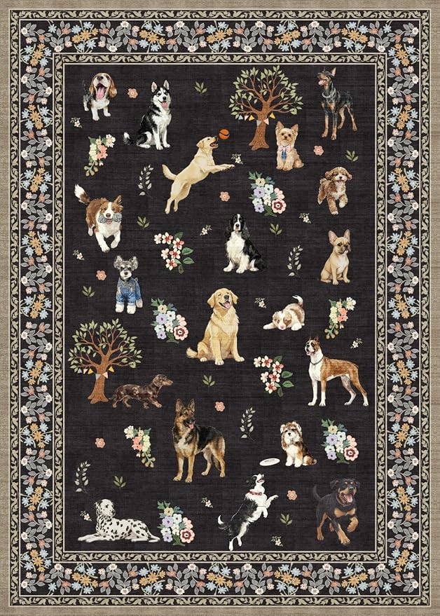 Dogs Area Rugs 24x17 Inch Home Decor Entry Rug, Small Door Mat Runner, by WelcometoBabovid