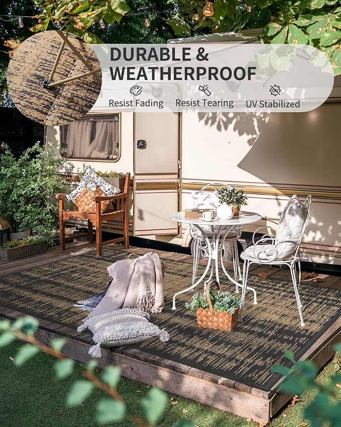 MontVoo Outdoor Rug Waterproof 5x8 ft Outdoor Carpet Patio Rug Mat Reversible - Image 7