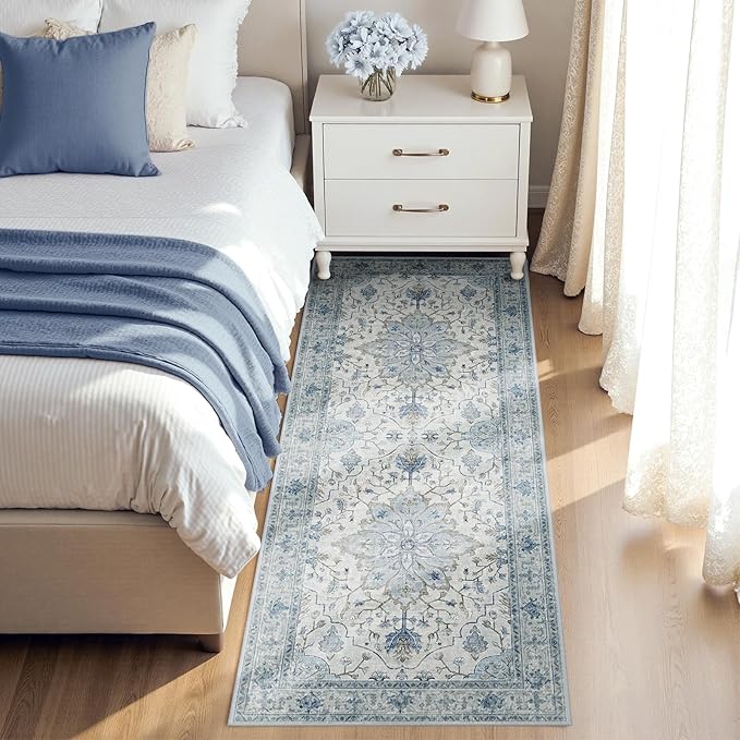 RELEANY Area Rugs Runner 3'x7' Washable Non-Slip, Floral Vintage Distress - Image 2
