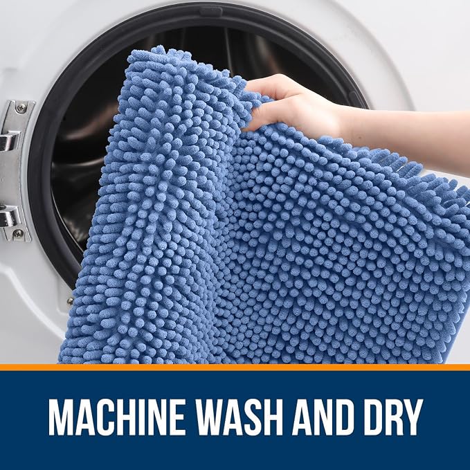 OLANLY Large Bathroom Rugs 40x24, Soft Absorbent Chenille Bath Rugs, Rubber - Image 5
