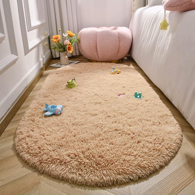 LOCHAS Bedroom Rug 2.6' x 5.3', Soft Oval Throw Rugs Carpet - Image 3