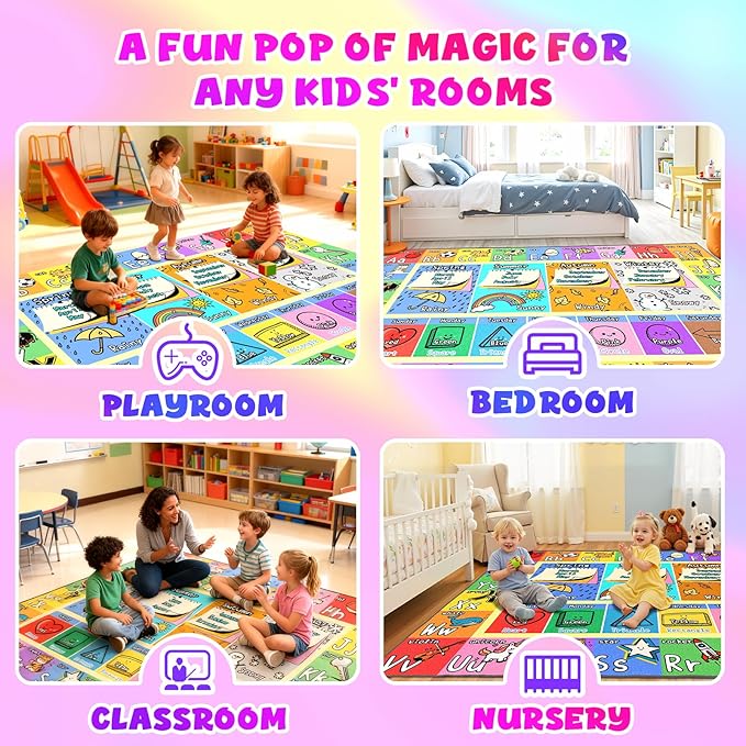 Alphabet Kids Rugs for Playroom, 5x7 Non-Slip & Soft ABC Rug for Kids Room - Image 5