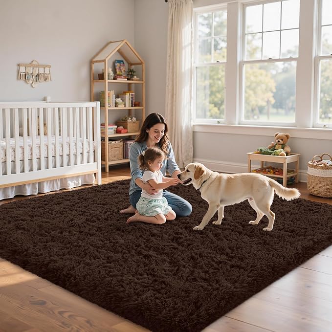 6x9 Area Rugs for Living Room:Ultra Soft Fluffy Shag Brown Rug, Large Fuzzy - Image 9