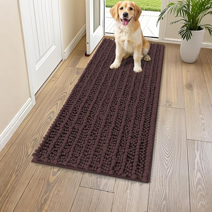 Smiry Dog Door Mat for Muddy Paws 47x24, Absorbent Dirt Trapper, Non-Slip by Smiry