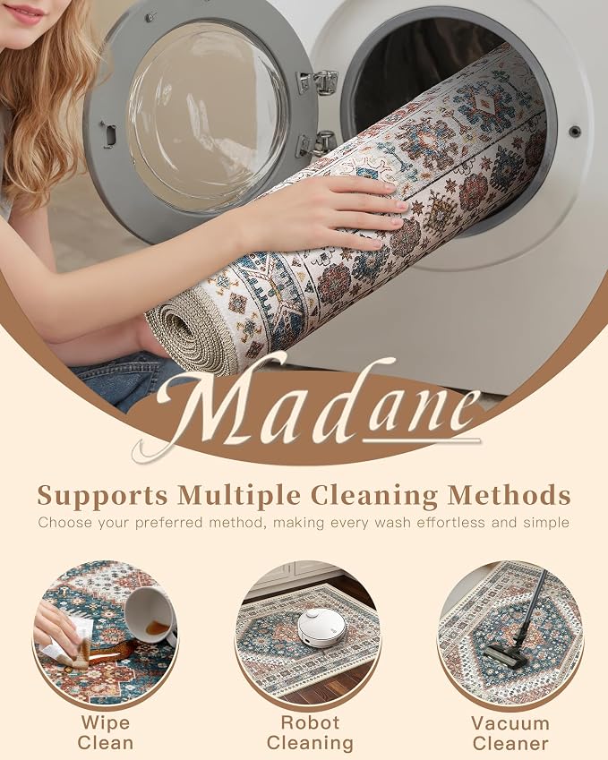 Madane Hallway Rug 3x10, Kitchen Rugs Washable Entryway Rug Vintage Kitchen - Image 9