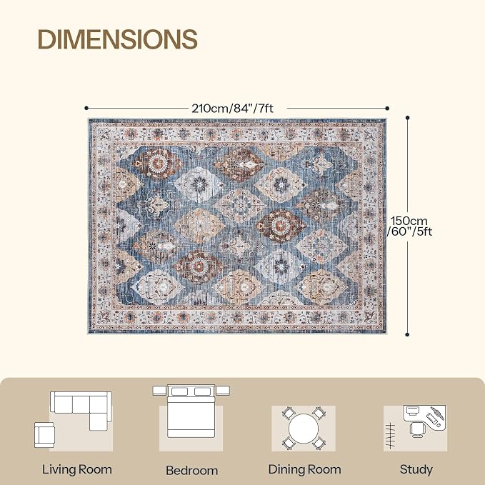 HOOBRO 5 x 7 Area Rugs Washable, Living Room Rugs, Non-Slip Rug Stain Resistant - Image 3