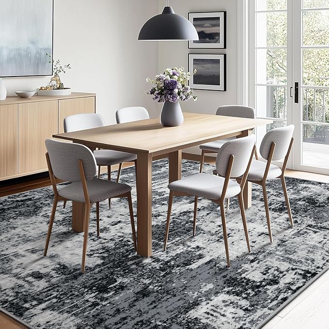 RELEANY Washable Area Rugs 4'x5' Non-Slip Modern Abstract Soft - Image 8