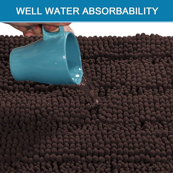 Non Slip Thick Shaggy Chenille Bathroom Rug Mat Set Extra Soft and Absorbent - Image 5