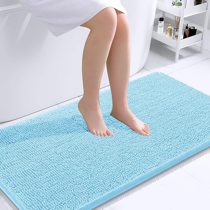 OLANLY Bathroom Runner Rugs 44x24, Soft Absorbent Chenille Bath Rugs, Rubber by OLANLY