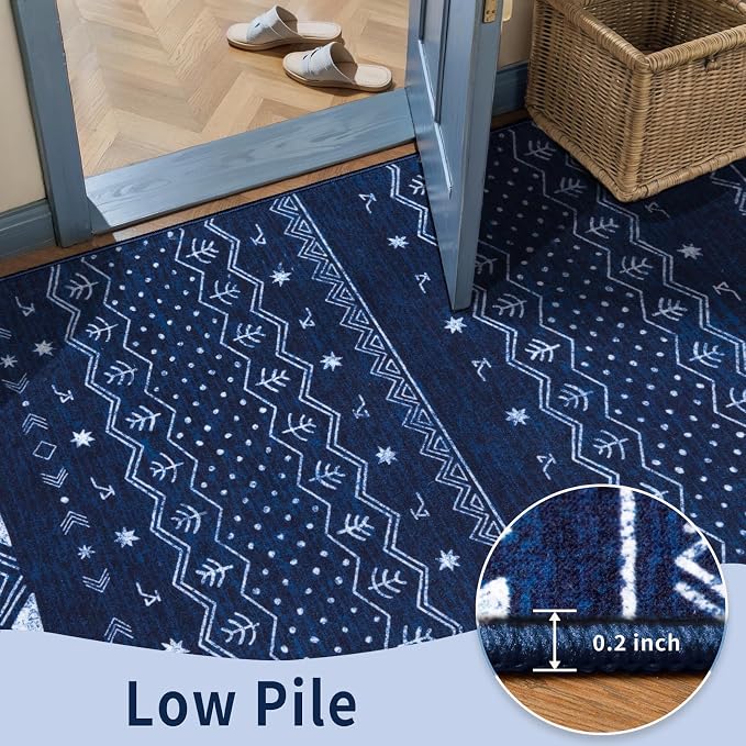 SERISSA 2x3 Rugs for Entryway, Washable Non-Slip Blue and White Small Area Rug - Image 7