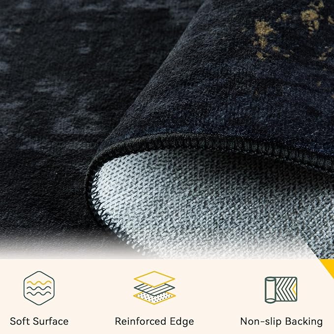 RELEANY Washable Area Rugs 6ft Non-Slip Modern Abstract Soft - Image 3