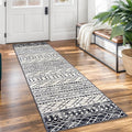 KUTA Moroccan Washable Kitchen Rug, 2x7 Non-Slip Vintage Black Navy Blue Boho by KUTA