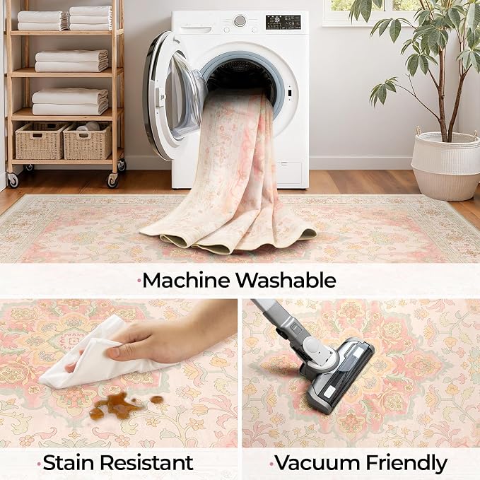 CAPALOCA Machine Washable Rugs Nursery Rug 8x10 Cute Girl Non Slip Low Pile - Image 5