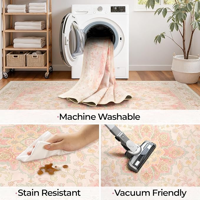 CAPALOCA Machine Washable Rugs Nursery Rug 3x5 Cute Girl Non Slip Low Pile - Image 5