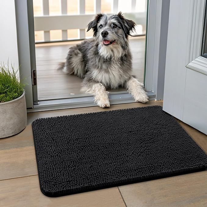 Smiry Dog Door Mat for Muddy Paws 24x16, Absorbent Dirt Trapper, Non-Slip by Smiry