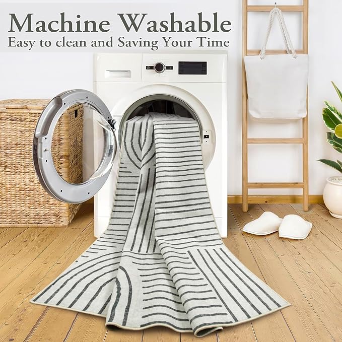 Lahome Abstract Washable Area Rug, 5x7 Rug - Image 3